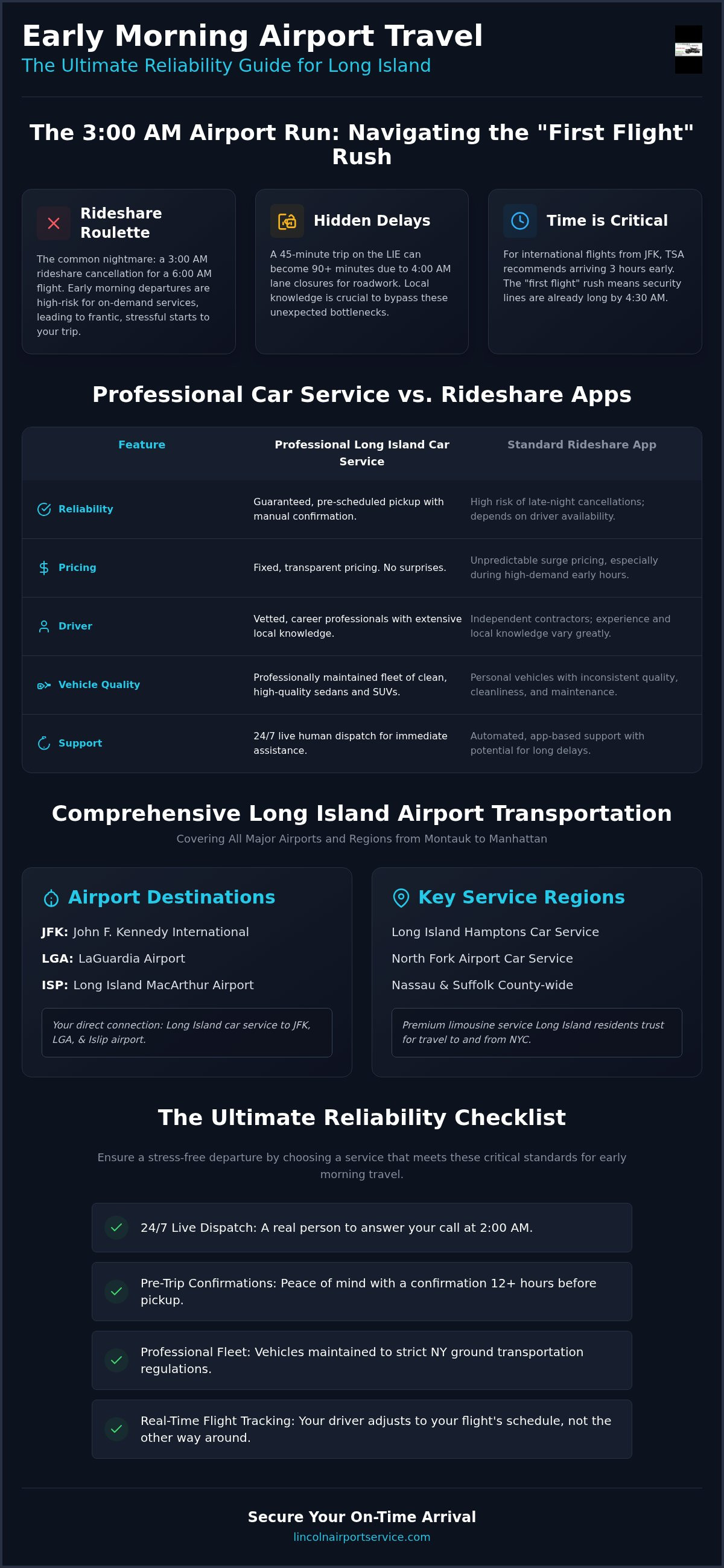 Early Morning Airport Car Service Long Island: The Ultimate Reliability Checklist