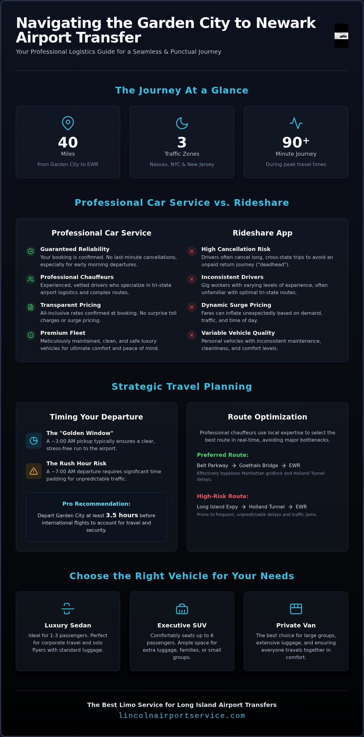 Premium Car Service from Garden City to Newark Airport (EWR): The 2026 Logistics Guide